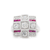 Diamond and Ruby Ring in 14KT White Gold ( 1.05ct dtw )