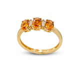 Spessartite Garnet 3-Stone Ring