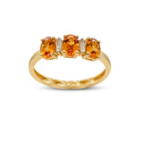 Spessartite Garnet 3-Stone Ring
