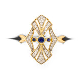 Sapphire & Diamond Art Deco Inspired Ring