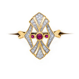 Ruby & Diamond Art Deco Inspired Ring