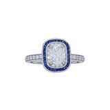 Oval Diamond with Sapphire Halo Engagement Ring