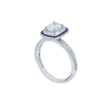 Oval Diamond with Sapphire Halo Engagement Ring