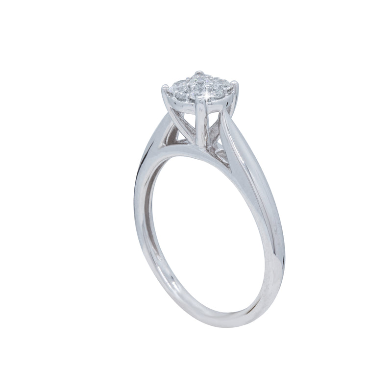 Diamond Cluster Solitaire Style Engagement Ring