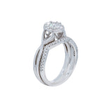 Oval Cluster Engagement Ring With Infinity Style Shoulders