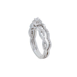 Diamond Halo with Twisted Shank Wedding Set