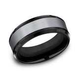 Grey Tantalum and Black Titanium 8mm two-tone Comfort-fit wedding band