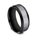 Grey Tantalum and Black Titanium 8mm two-tone Comfort-fit wedding band