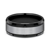Grey Tantalum and Black Titanium 8mm two-tone Comfort-fit wedding band
