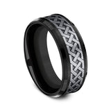Grey Tantalum and Black Titanium 8mm two-tone Comfort-fit wedding band