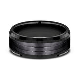 Black Titanium 8mm Comfort-fit Design Wedding Band