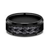 Black Titanium 8mm Comfort-fit Design Wedding Band