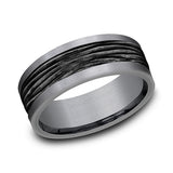 Tantalum and Black Titanium 8mm Comfort-fit Design Wedding Band