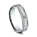 14K White Gold 6mm/8mm Comfort-Fit Design Wedding Band