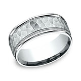 14K White Gold 6mm/8mm Comfort-Fit Design Wedding Band