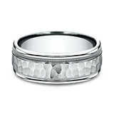 14K White Gold 6mm/8mm Comfort-Fit Design Wedding Band