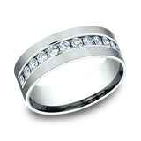 14K White Gold 8mm Comfort-Fit Diamond Wedding Band