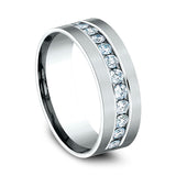 14K White Gold 8mm Comfort-Fit Diamond Wedding Band