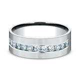 14K White Gold 8mm Comfort-Fit Diamond Wedding Band
