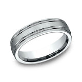 14K White Gold 6mm Comfort-Fit Design Wedding Band