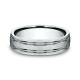 14K White Gold 6mm Comfort-Fit Design Wedding Band
