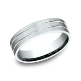 14K White Gold 6mm Comfort-Fit Design Wedding Ring