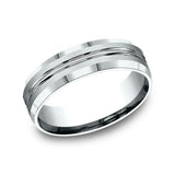14K White Gold 6mm Comfort-Fit Design Wedding Ring