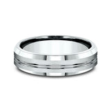 14K White Gold 6mm Comfort-Fit Design Wedding Ring