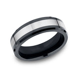 Tungsten and Seranite 7mm Two-Tone Comfort-Fit Wedding Band