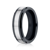 Tungsten and Seranite 7mm Two-Tone Comfort-Fit Wedding Band