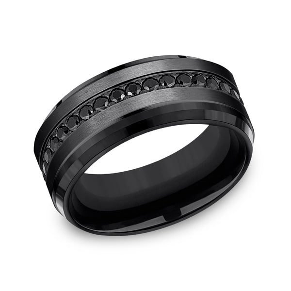 Black Titanium 9mm Comfort-Fit Design Wedding Band