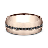 14K White Gold/14K Yellow Gold/14K Rose Gold 7.5mm Comfort-Fit Black Diamond Wedding Ring