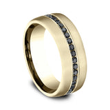14K White Gold/14K Yellow Gold/14K Rose Gold 7.5mm Comfort-Fit Black Diamond Wedding Ring