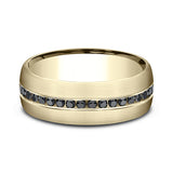 14K White Gold/14K Yellow Gold/14K Rose Gold 7.5mm Comfort-Fit Black Diamond Wedding Ring