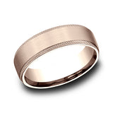 14K Rose Gold/White Gold 6.5mm Comfort-Fit Design Wedding Band