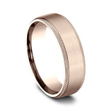 14K Rose Gold/White Gold 6.5mm Comfort-Fit Design Wedding Band