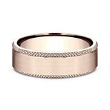 14K Rose Gold/White Gold 6.5mm Comfort-Fit Design Wedding Band