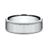 14K Rose Gold/White Gold 6.5mm Comfort-Fit Design Wedding Band