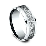 14K White Gold 8mm Comfort-Fit Design Wedding Band