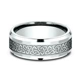 14K White Gold 8mm Comfort-Fit Design Wedding Band