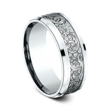 14K White Gold 8mm Comfort-Fit Design Wedding Band