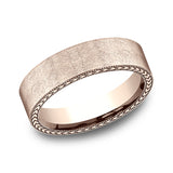 14K Rose Gold/White Gold 6.5mm Comfort-Fit Design Wedding Band
