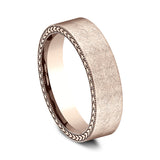 14K Rose Gold/White Gold 6.5mm Comfort-Fit Design Wedding Band
