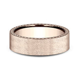14K Rose Gold/White Gold 6.5mm Comfort-Fit Design Wedding Band