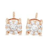 Diamond Cluster Stud Earrings in 14KT Rose Gold ( 0.50ct tw dia )