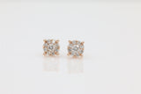 Diamond Cluster Stud Earrings in 14KT Rose Gold ( 0.50ct tw dia )