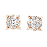 Diamond Cluster Stud Earrings in 14KT Rose Gold ( 0.50ct tw dia )