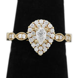 Pear Diamond Ring with Halo in 14KT Yellow Gold ( 5.8ct tw dia / 1.4 ctw )