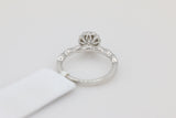 Floral Halo Diamond Ring with Scalloped Shank in 14KT White Gold ( 0.63ct tw dia )