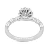 Floral Halo Diamond Ring with Scalloped Shank in 14KT White Gold ( 0.63ct tw dia )